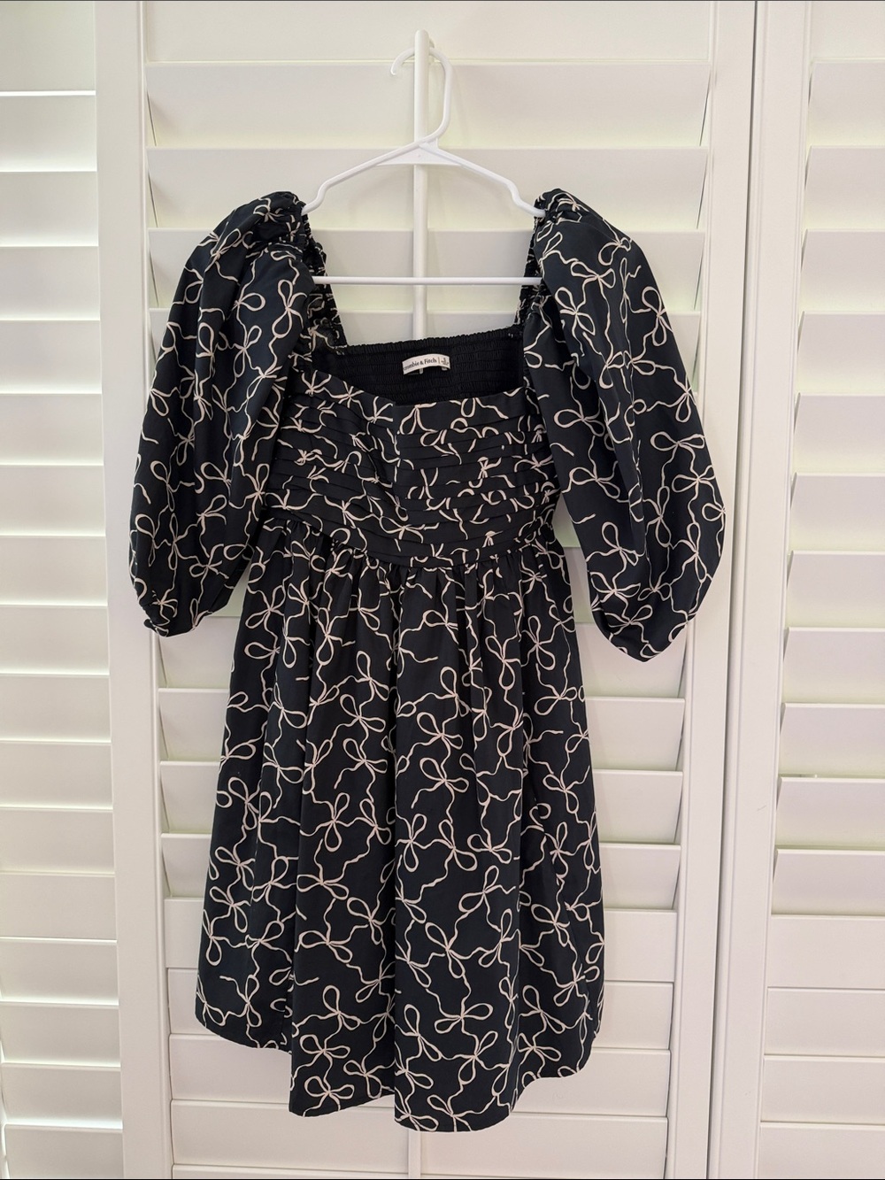 Abercrombie & Fitch Black Dress with Cream Bow Print